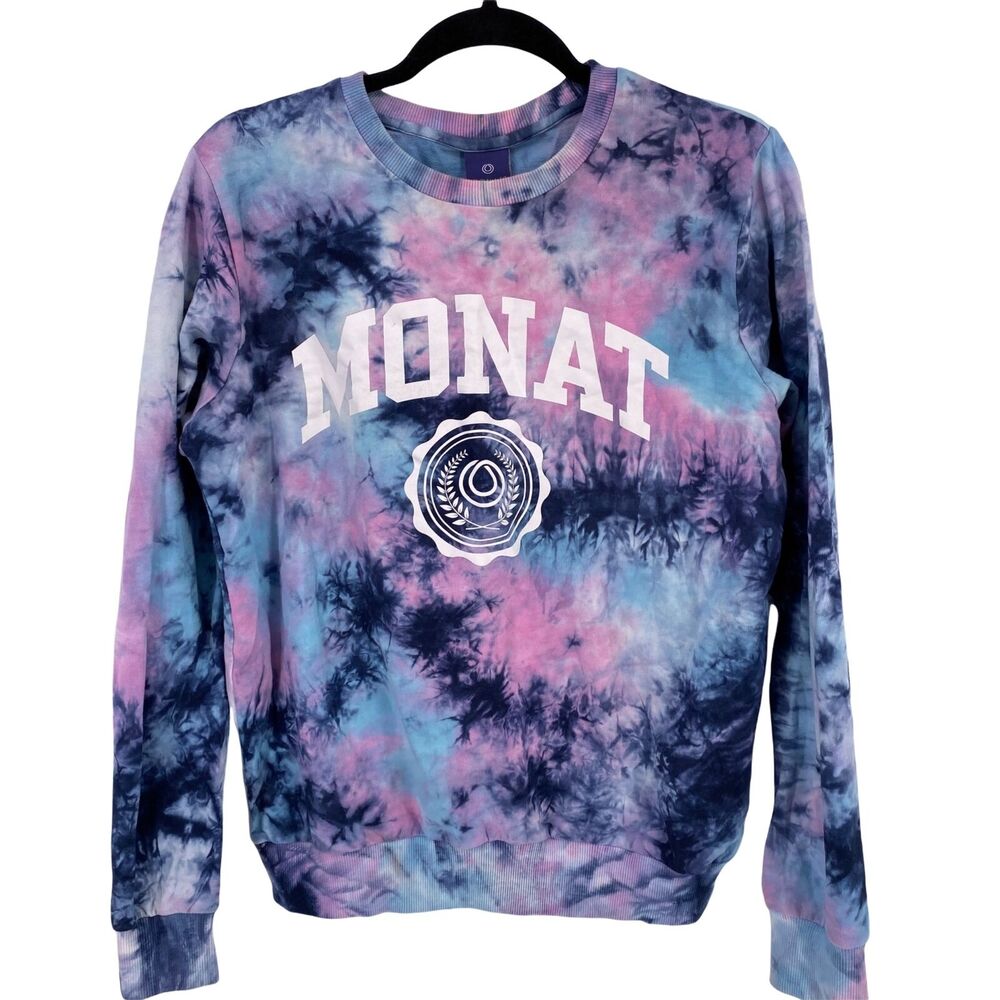 Monat Tie Dye Pullover Logo Branded Sweatshirt Size Small Hair Care
